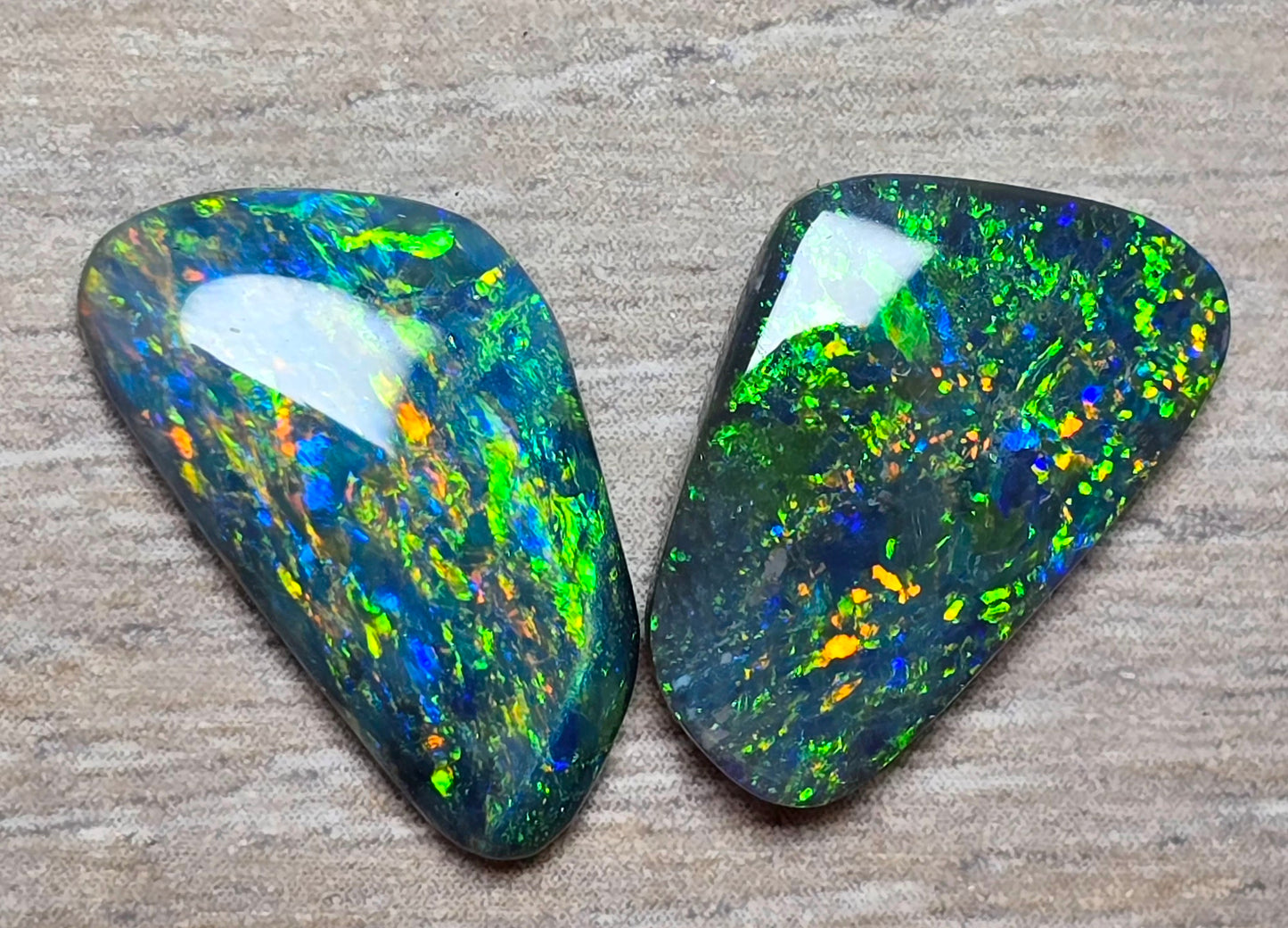 Rainforest Colors 9.10 cts Top Quality BLACK Opal Pair