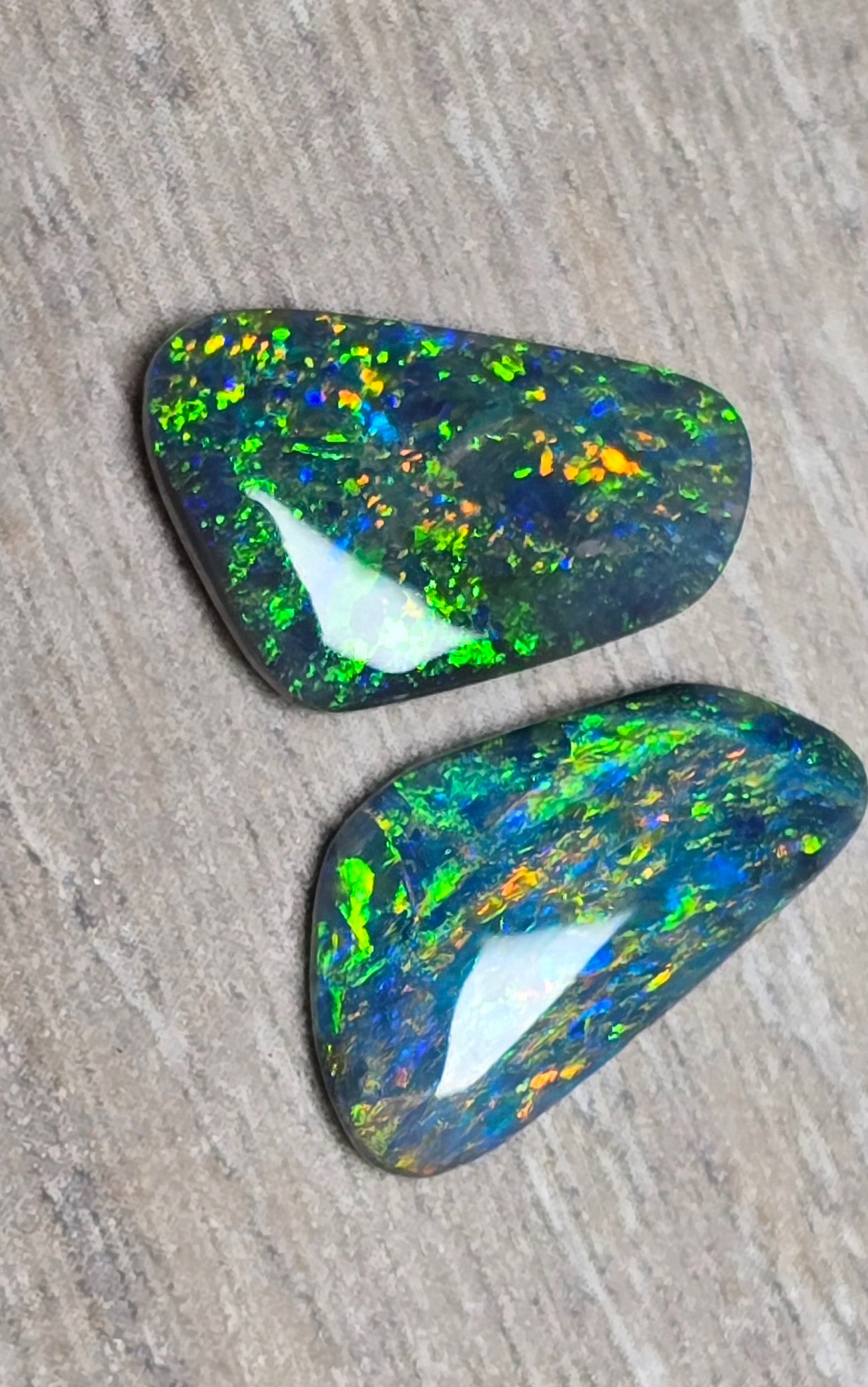Rainforest Colors 9.10 cts Top Quality BLACK Opal Pair