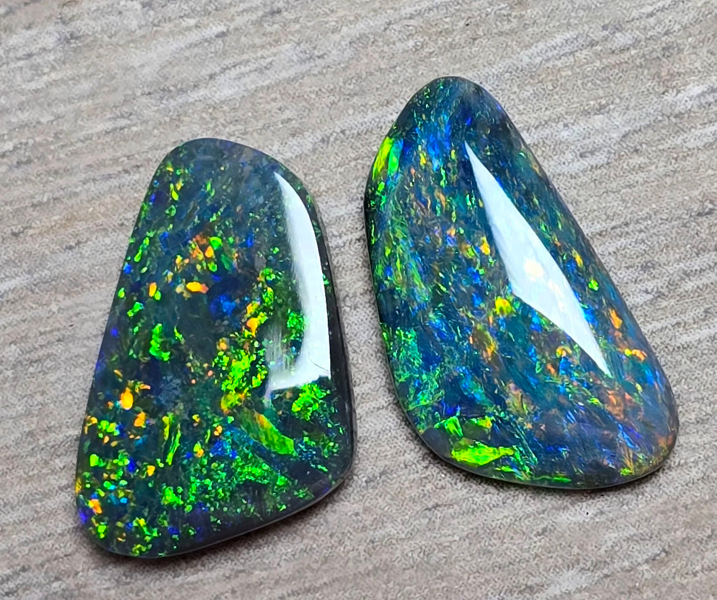 Rainforest Colors 9.10 cts Top Quality BLACK Opal Pair