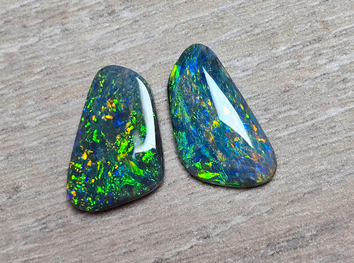 Rainforest Colors 9.10 cts Top Quality BLACK Opal Pair