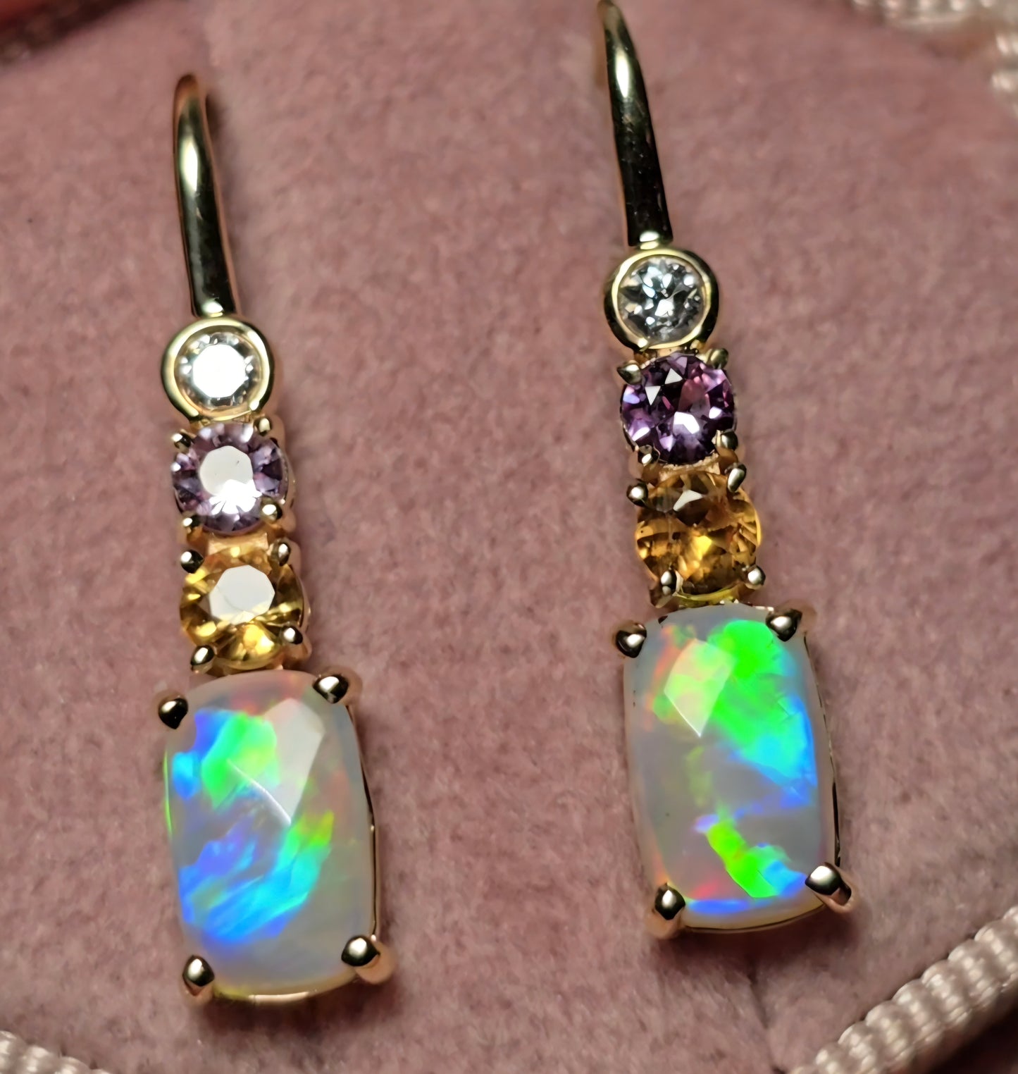 "Serenity" Opal with Diamonds, Amethysts & Citrines