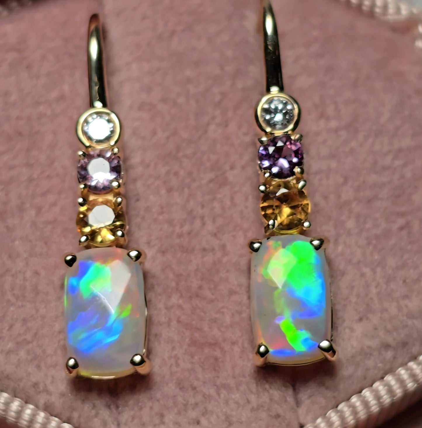 "Serenity" Opal with Diamonds, Amethysts & Citrines