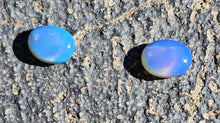 Load image into Gallery viewer, Teal Lavander Semi Crystal Opal Pair Ready to be set
