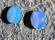 Load image into Gallery viewer, Teal Lavander Semi Crystal Opal Pair Ready to be set
