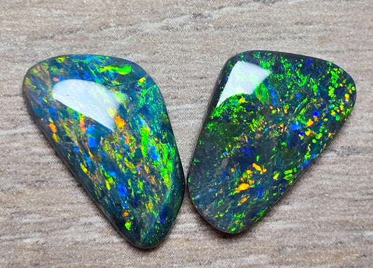 Rainforest Colors 9.10 cts Top Quality BLACK Opal Pair
