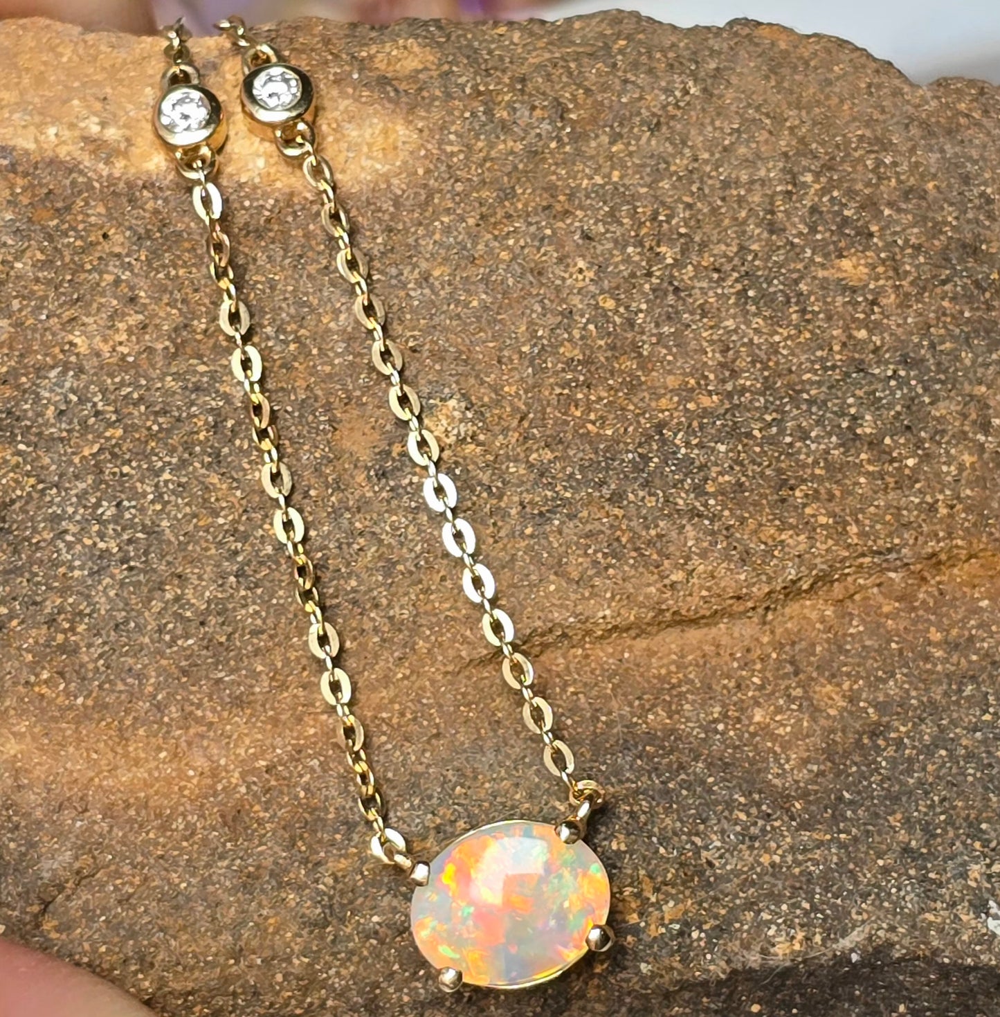 Very Classy Australian Opal Gold Necklace