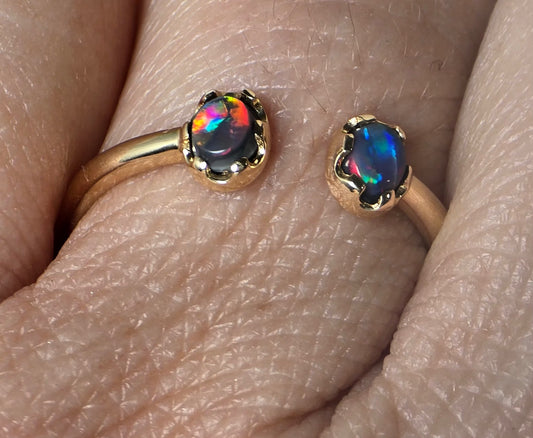 Coogee Ring Black Opal 14K Yellow Gold