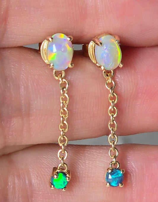 Super Elegant Australian Opal Gold Earrings