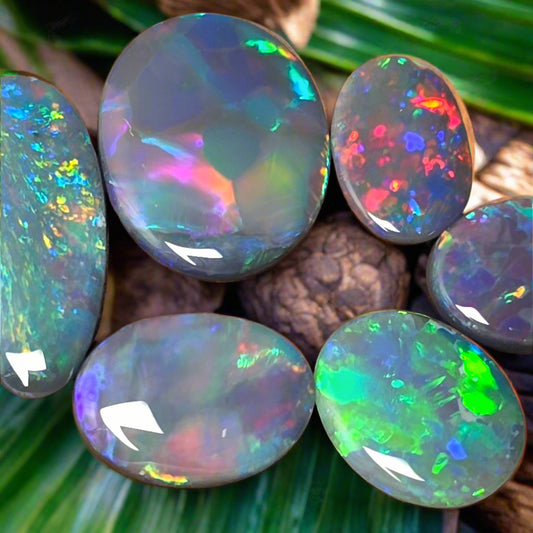 Jewellers parcel 6.36 Cts Black Opal Lot 6 pcs