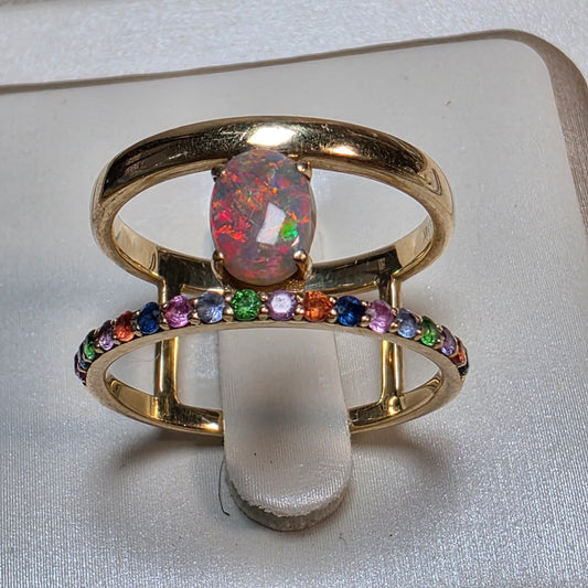 DOUBLE BAND FLORAL RING