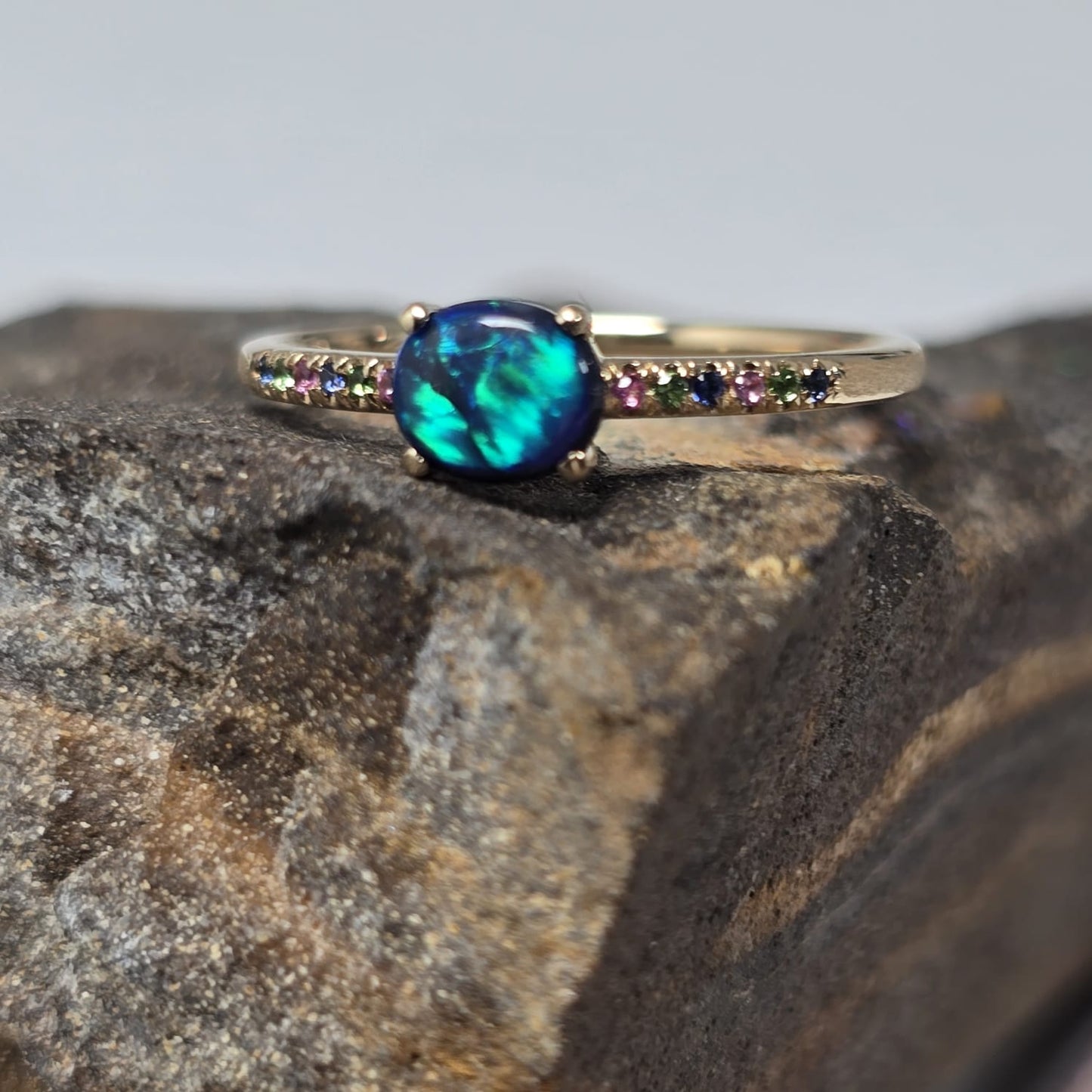 Solid Black Opal Ring