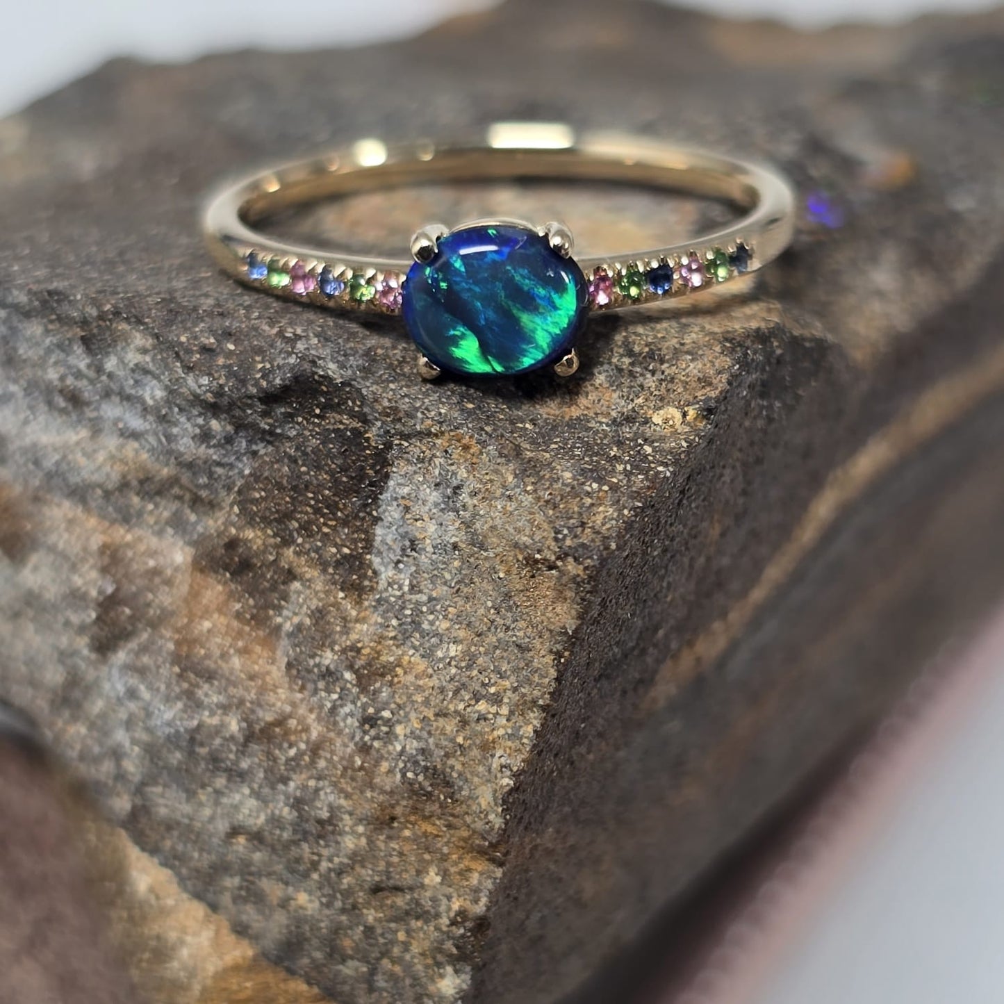 Solid Black Opal Ring