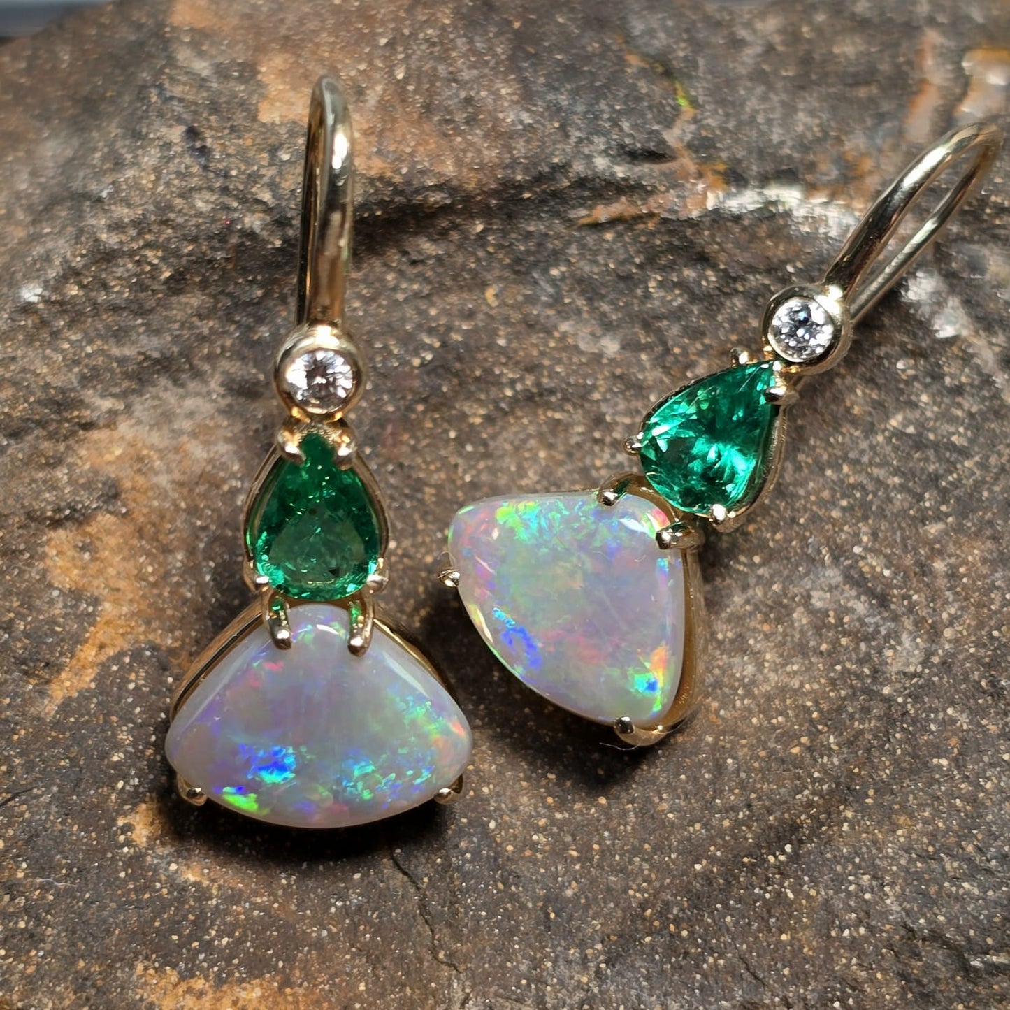 Emerald and diamond earrings
