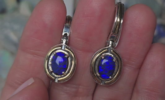 Australian Opal Doublet Sterling Silver Earrings