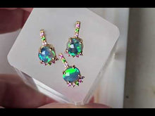 Load and play video in Gallery viewer, Petit Pendant and Earrings Set Black Opal 14K Yellow Gold
